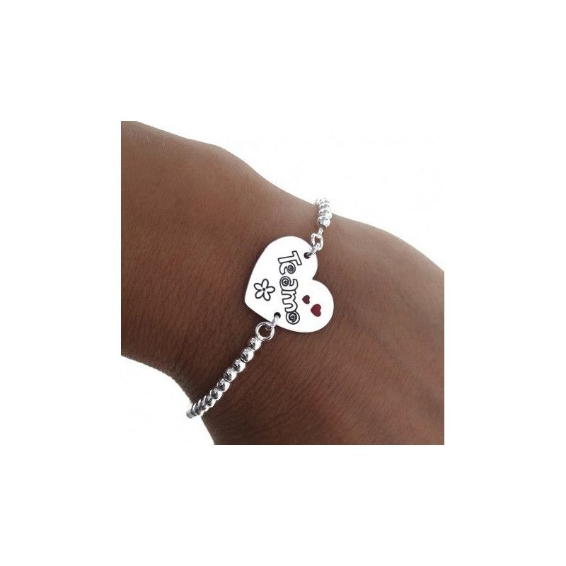 Pulsera San Valentín de Corazón con mensaje "Te amo" Plata de Ley 925