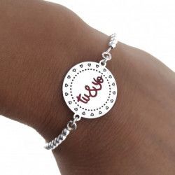 Pulsera San Valentín Disco con mensaje "Tú & Yo" en Plata de Ley 925