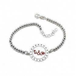 Pulsera San Valentín Disco con mensaje "Tú & Yo" en Plata de Ley 925
