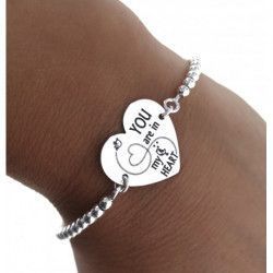 Pulsera San Valentín Corazón "You Are in my Heart" en Plata de Ley 925