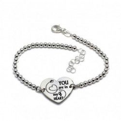 Pulsera San Valentín Corazón "You Are in my Heart" en Plata de Ley 925