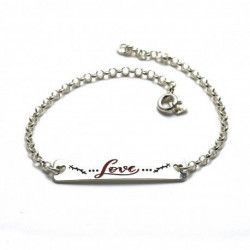 Pulsera San Valentín con mensaje "Love" en Plata de Ley 925mls