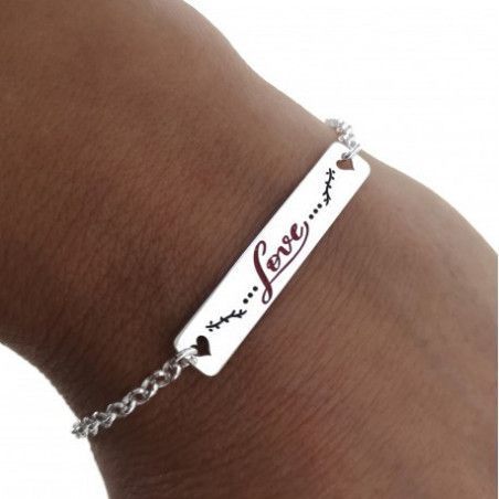 Pulsera San Valentín con mensaje "Love" en Plata de Ley 925mls