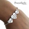 Pulsera San Valentín Personalizada Corazones + Nombres en Plata 925