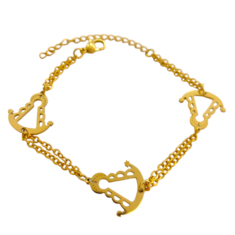 Pulsera de la Virgen del Rocío Dorada en Acero Hipoalergénico 316l