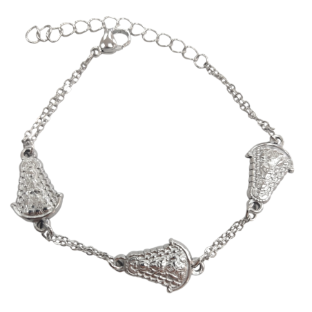 Pulsera de la Virgen del Rocío Plateada en Acero Hipoalergénico 316l