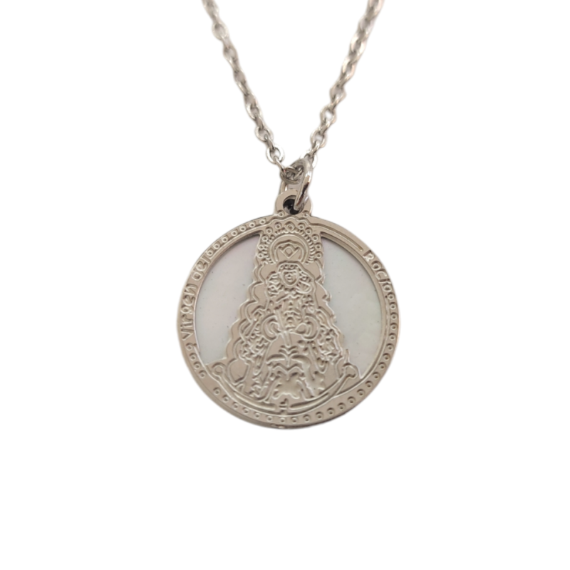 Collar de la Virgen del Rocío en Acero Plateado Hipoalergénico 316l