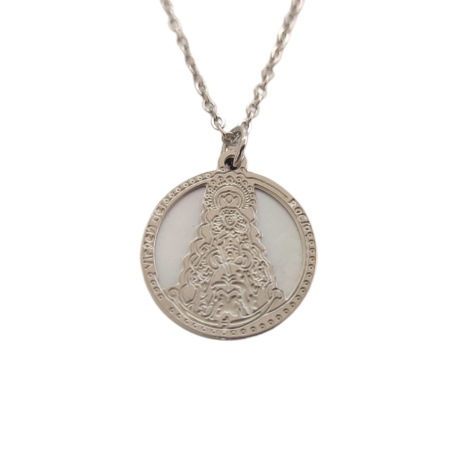 Collar de la Virgen del Rocío en Acero Plateado Hipoalergénico 316l