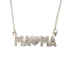 Collar de Mamá con circonitas en Acero Plateado Hipoalergénico 316l
