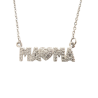 Collar de Mamá con circonitas en Acero Plateado Hipoalergénico 316l