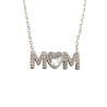Collar de Mamá Corazón Piedra Circonita en Acero Plateado Inoxidable