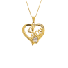 Collar de Mamá Corazón Calado Circonita en Acero Dorado Inoxidable