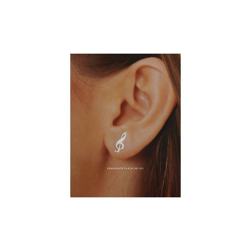 Pendientes de Clave de Sol en Plata de Ley 925mls