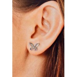 Pendiente de Mariposas con Circonita Multicolor en Plata de Ley 925mls