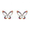Pendiente de Mariposas con Circonita Multicolor en Plata de Ley 925mls