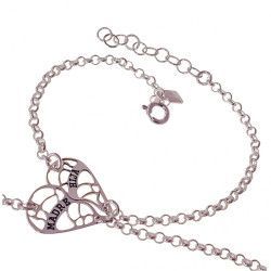 Pulsera Corazón Calado Madre e Hija en Plata de Ley 925