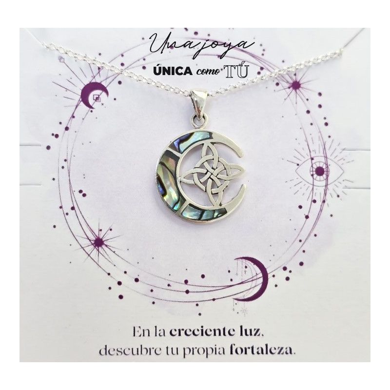 Gargantilla de Luna con el Nudo de Bruja en Plata de Ley 925mls