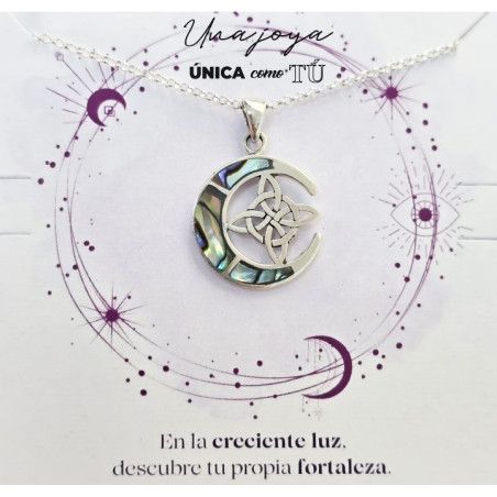 Gargantilla de Luna con el Nudo de Bruja en Plata de Ley 925mls