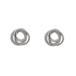 Pendiente Entrelaza Triple con Circonitas en Plata de Ley 925mls
