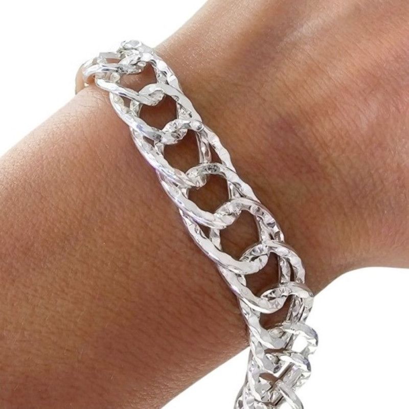 Pulsera Asas Martilleadas Huecas en Plata de Ley 925mls