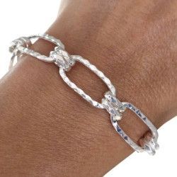 Pulsera Asas Martilleadas Huecas en Plata de Ley 925mls