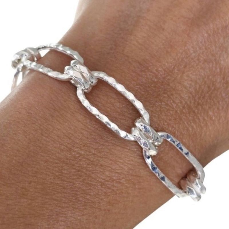 Pulsera Asas Martilleadas Huecas en Plata de Ley 925mls