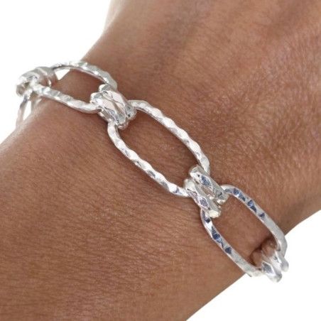 Pulsera Asas Martilleadas Huecas en Plata de Ley 925mls