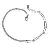 Pulsera Forzada Alargada con Circonitas en Plata de Ley 925mls
