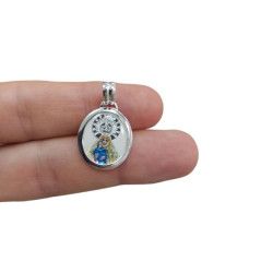 Colgante Medalla de la Virgen del Mar Color en Plata de Ley 925mls