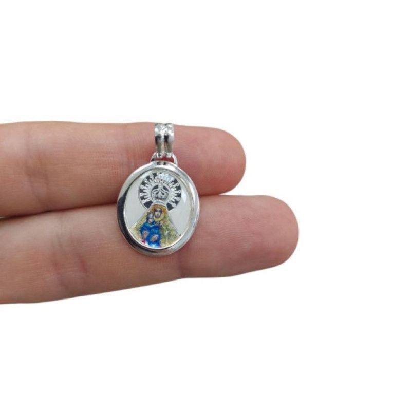 Colgante Medalla de la Virgen del Mar Color en Plata de Ley 925mls