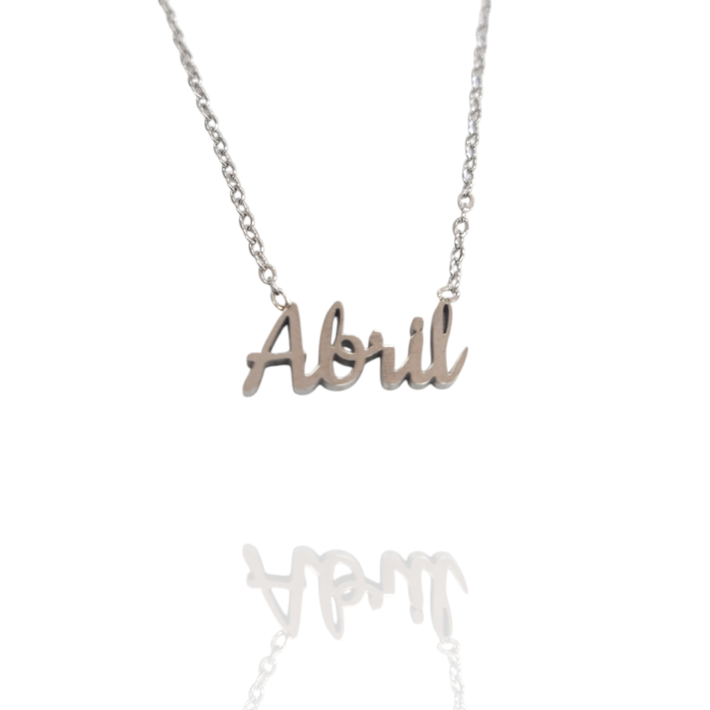 Collar con nombre de Abril en Acero Hipoalergénico 316l