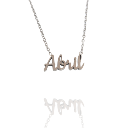 Collar con nombre de Abril en Acero Hipoalergénico 316l
