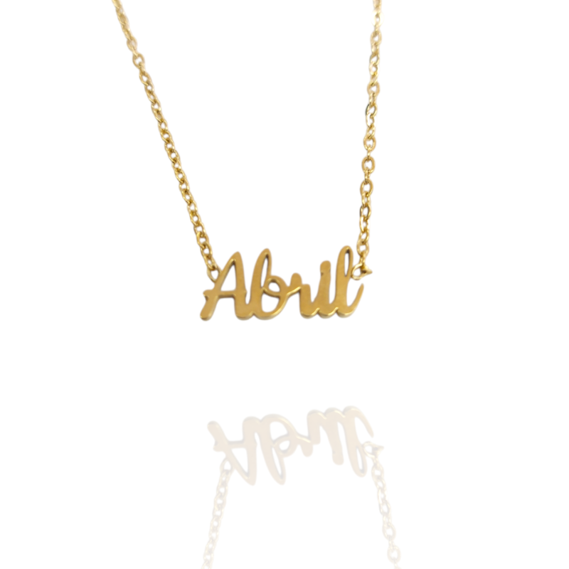 Collar con nombre de Abril en Acero Hipoalergénico 316l