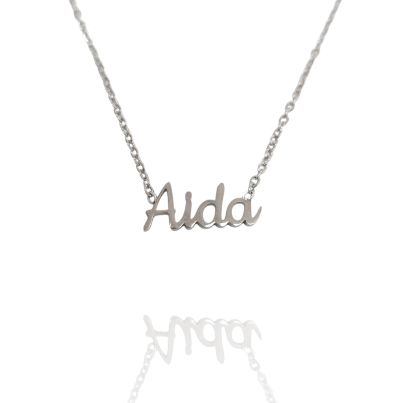 Collar con nombre de Aida en Acero Hipoalergénico 316l