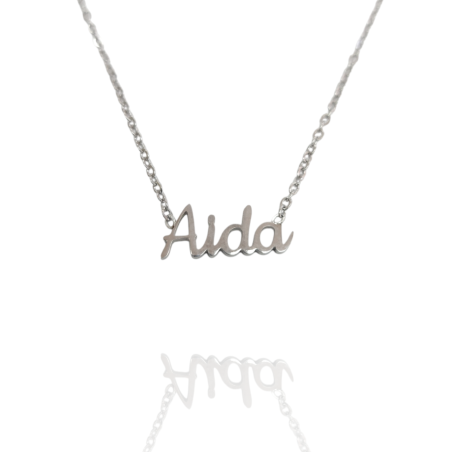 Collar con nombre de Aida en Acero Hipoalergénico 316l