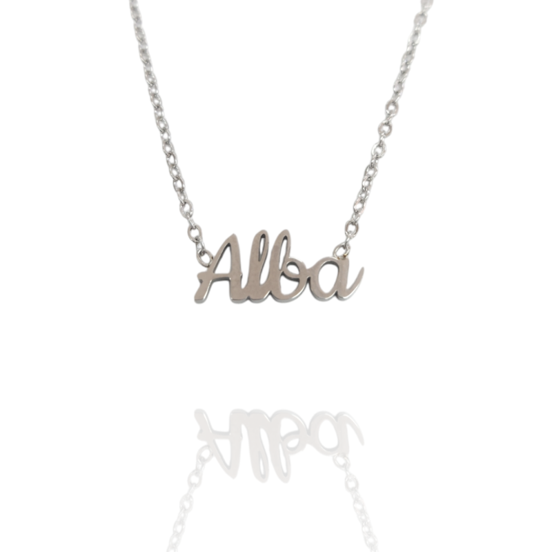 Collar con nombre de Alba en Acero Hipoalergénico 316l