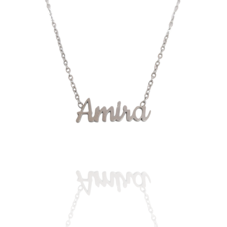 Collar con nombre de Amira en Acero Hipoalergénico 316l