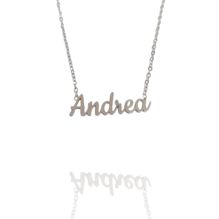Collar con nombre de Andrea en Acero Hipoalergénico 316l