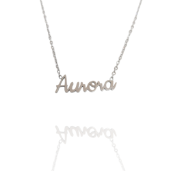 Collar con nombre de Aurora en Acero Hipoalergénico 316l