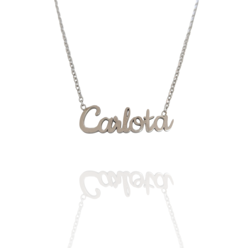 Collar con nombre de Carlota  en Acero Hipoalergénico 316l