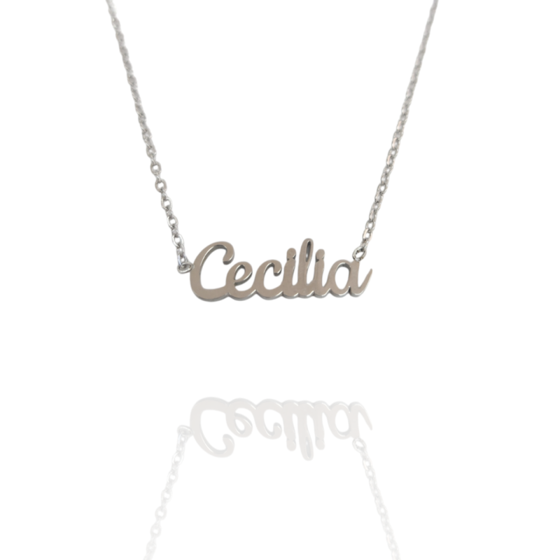 Collar con nombre de Cecilia en Acero Hipoalergénico 316l