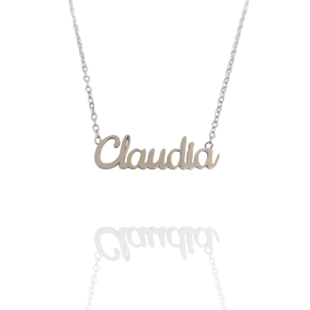 Collar con nombre de Claudia en Acero Hipoalergénico 316l