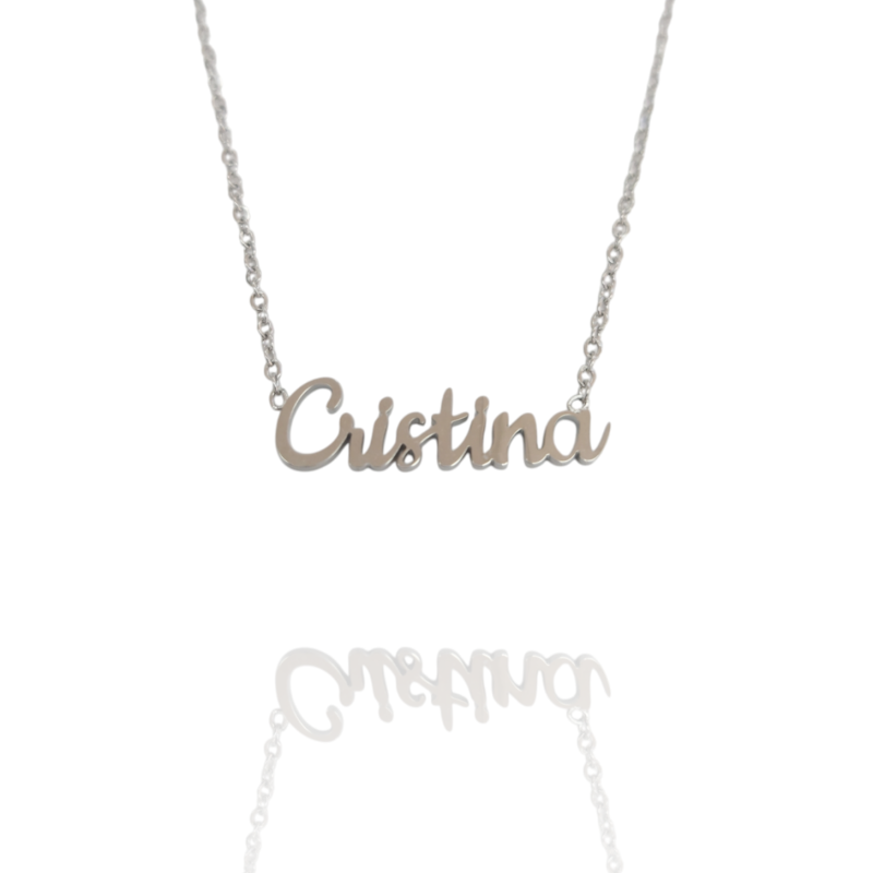 Collar con nombre de Cristina en Acero Hipoalergénico 316l