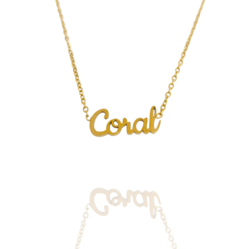 Collar con nombre de Coral en Acero Hipoalergénico 316l