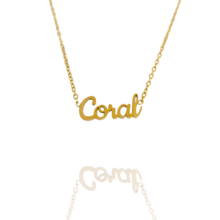 Collar con nombre de Coral en Acero Hipoalergénico 316l