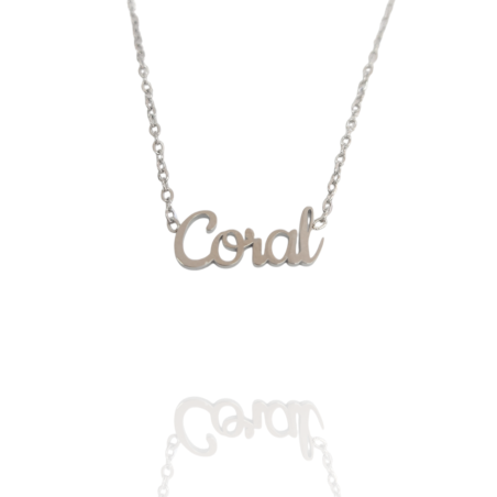 Collar con nombre de Coral en Acero Hipoalergénico 316l