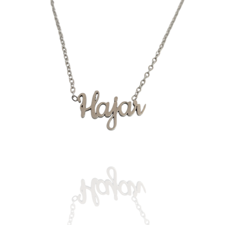 Collar con nombre de Hajar en Acero Hipoalergénico 316l
