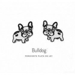Pendiente de Perro BullDog en Plata de Ley 925mls