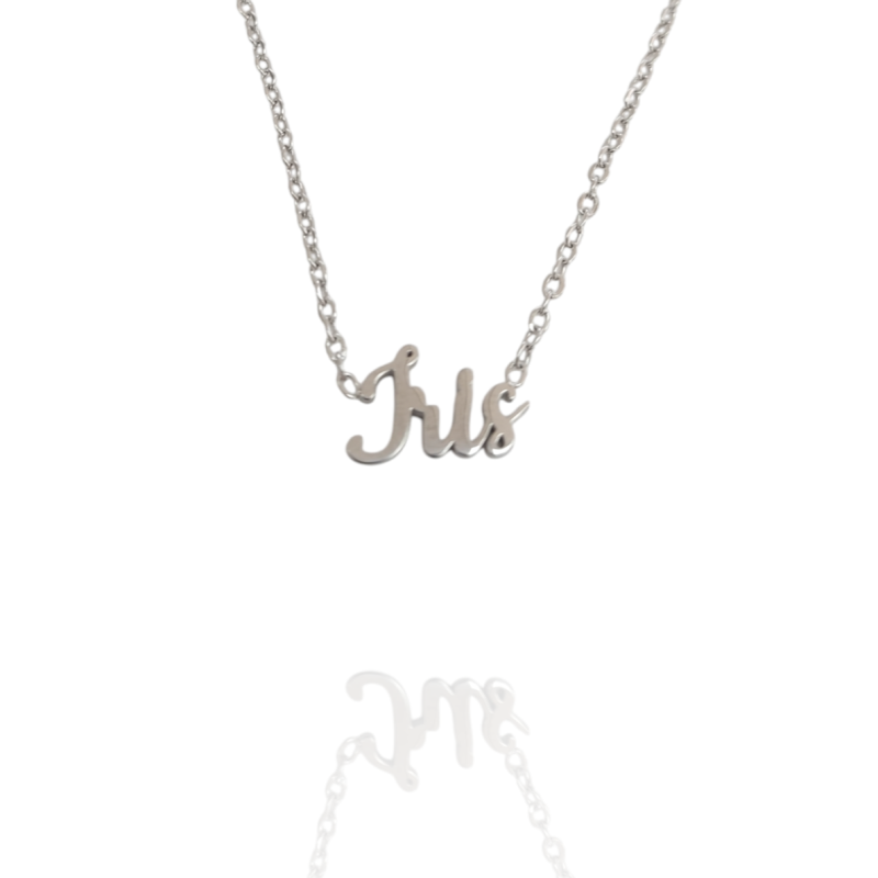 Collar con nombre de Iris en Acero Hipoalergénico 316l