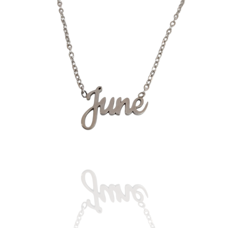 Collar con nombre de June en Acero Hipoalergénico 316l